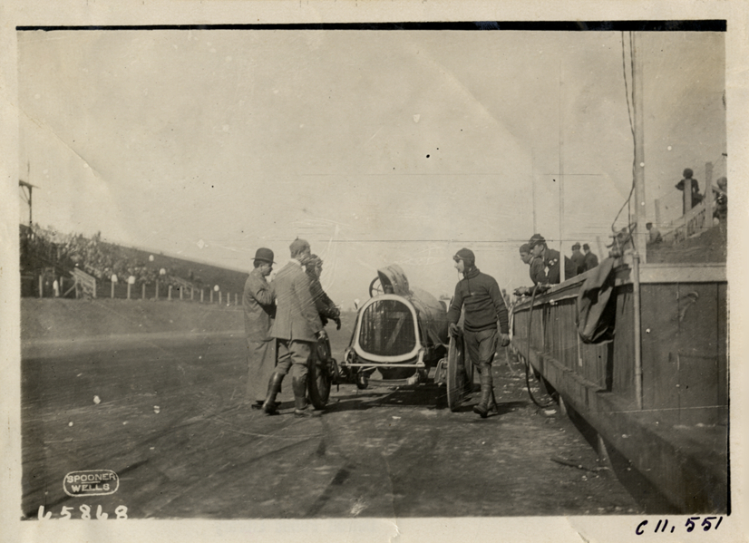 Pit crew working on racecar, Atlanta Speedway