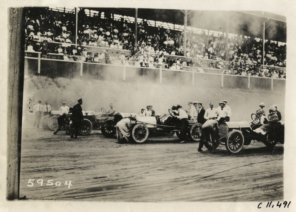Racecars at starting line, Atlanta Speedway
