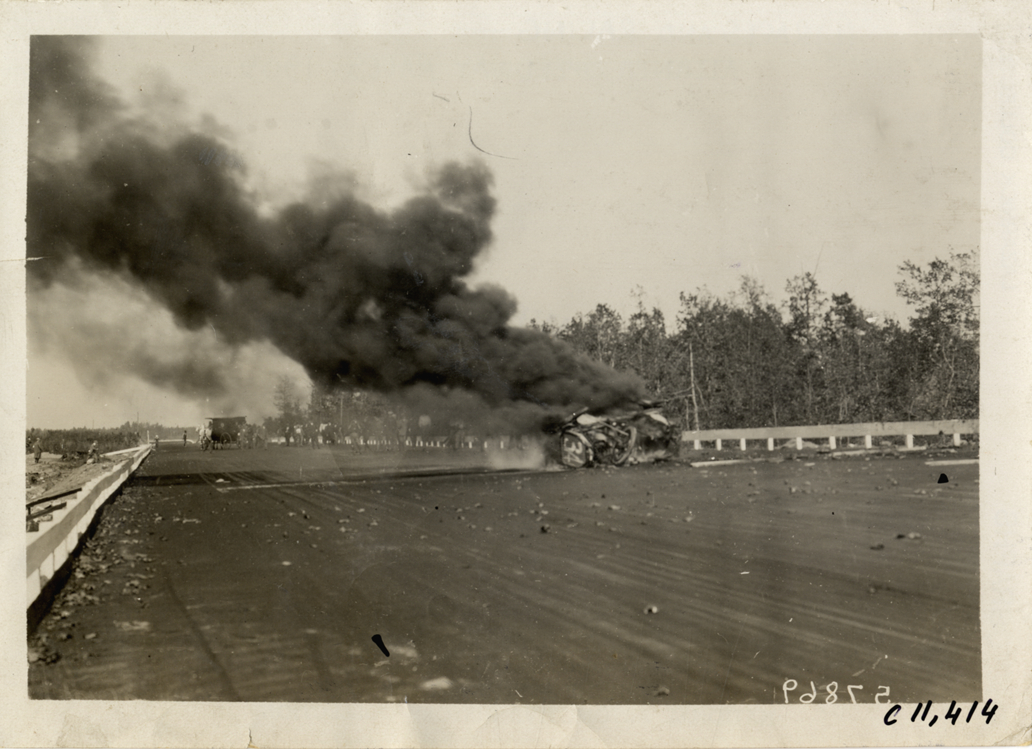 Aftermath of racecar accident, Atlanta Speedway