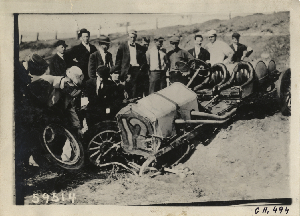 Aftermath of racecar accident, Atlanta Speedway