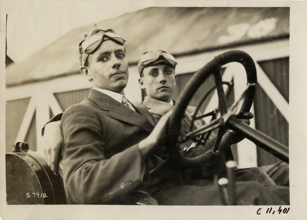 Driver and passenger in racecar, Atlanta Speedway