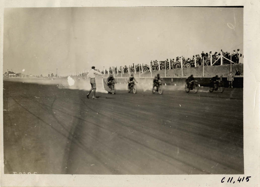 Motorcyclists at starting line, Atlanta Speedway