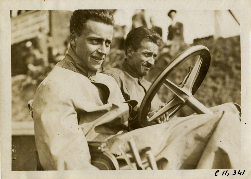 Driver and passenger in racecar, Atlanta Speedway