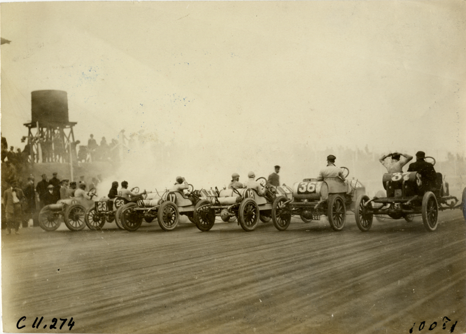 Racecars at starting line, Atlanta Speedway