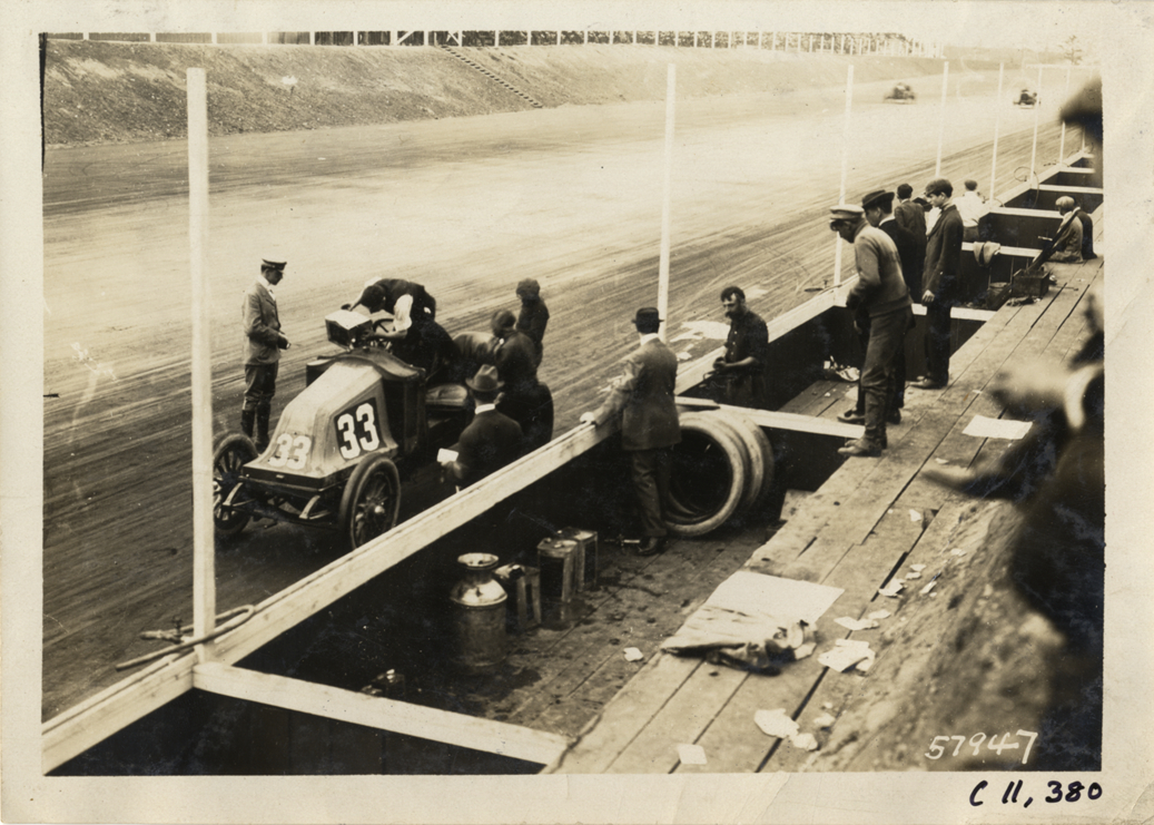 Pit crew working on racecar, Atlanta Speedway