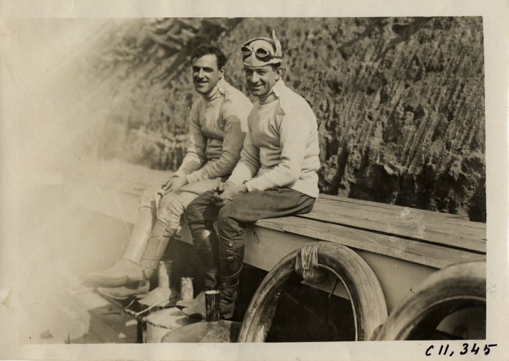 Racecar drivers sitting on bench, Atlanta Speedway