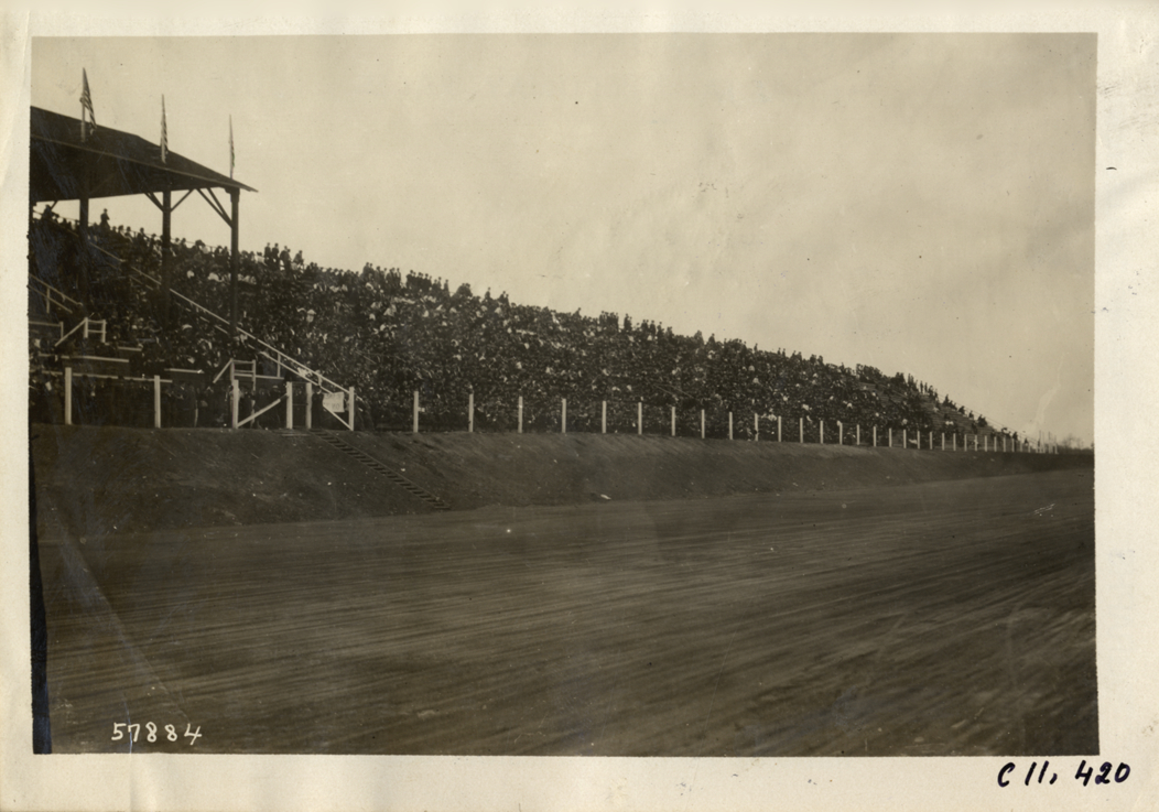 Spectators in grandstand at Atlanta Speedway