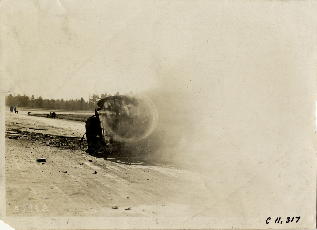 Aftermath of racecar accident, Atlanta Speedway