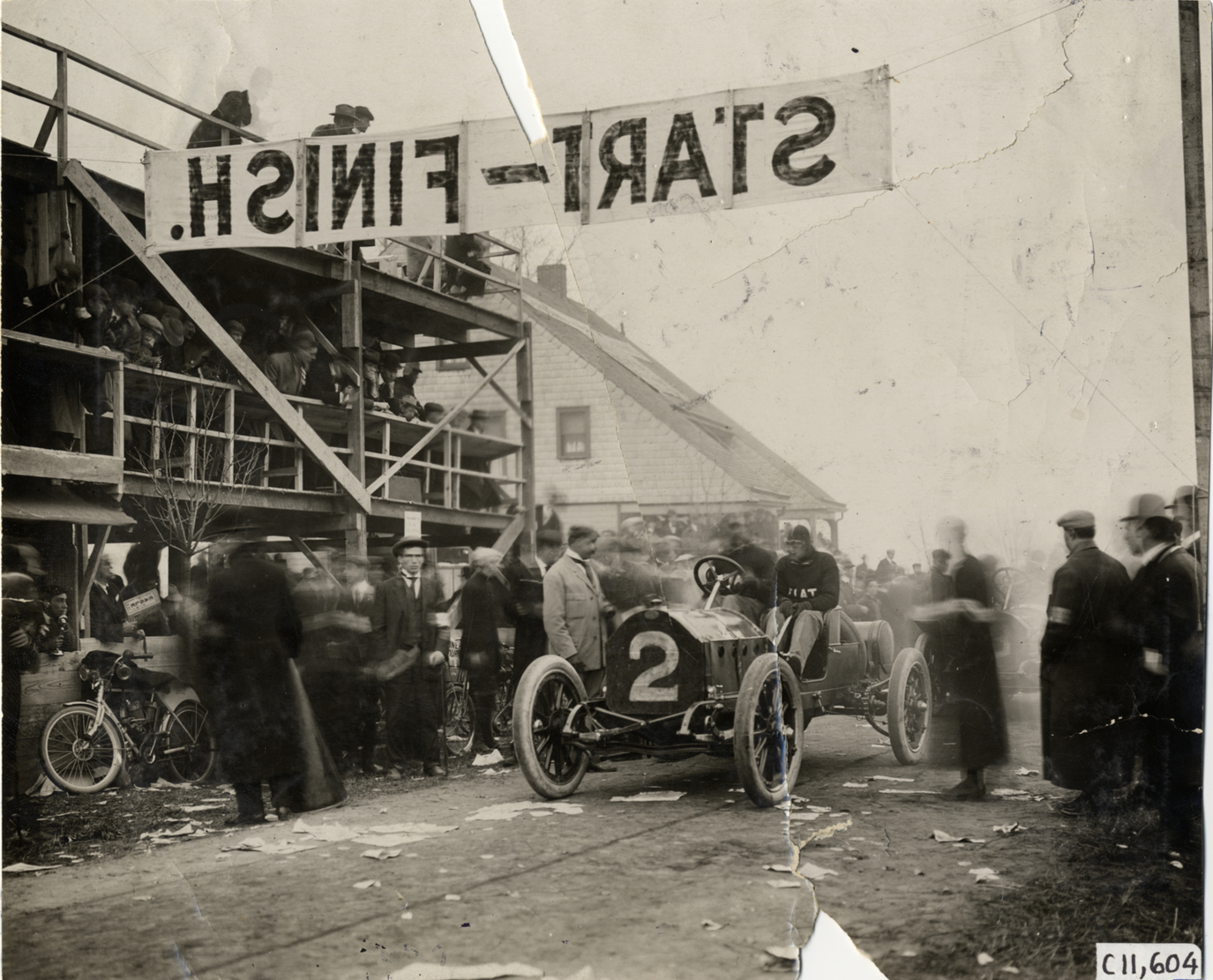 Emanuel Cedrino in Fiat racecar, 1908 Briarcliff Trophy Race
