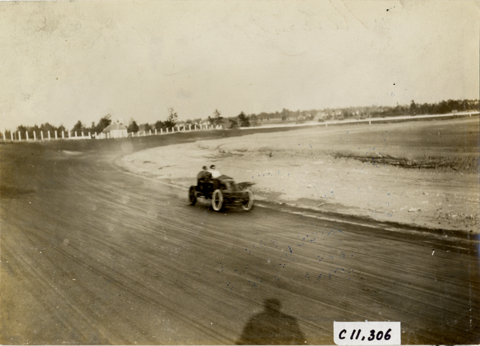 Driver and passenger in Renault racecar, Atlanta Speedway