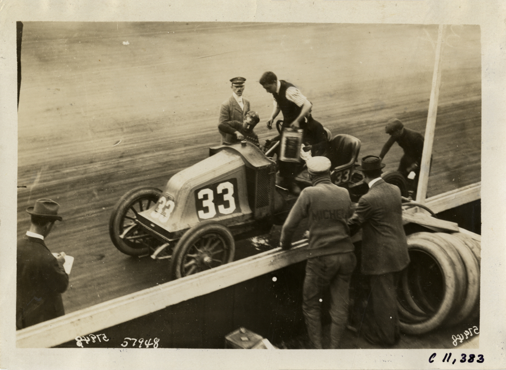 Pit crew working on racecar, Atlanta Speedway