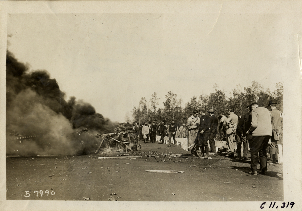Aftermath of racecar accident, Atlanta Speedway