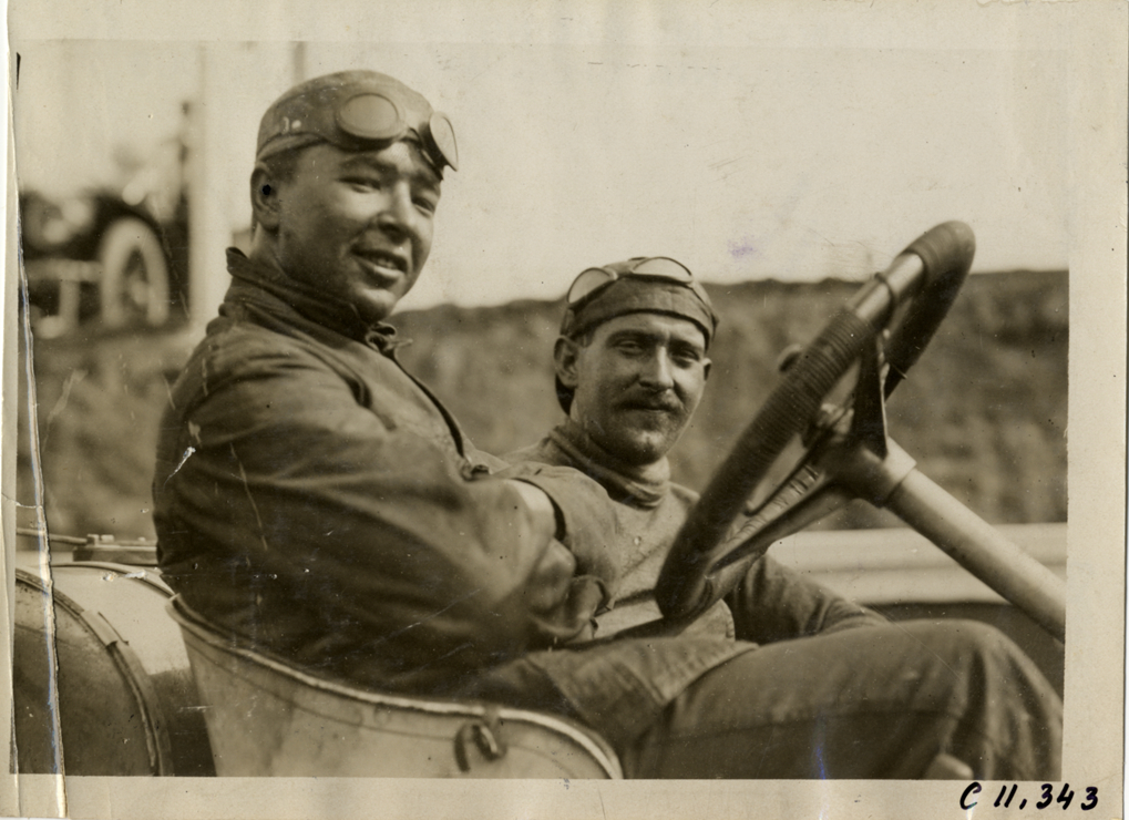 Driver and passenger in racecar, Atlanta Speedway