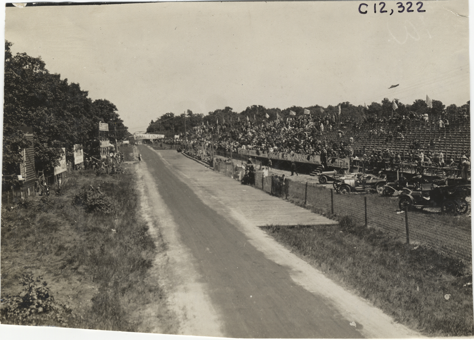 Homestretch and bleachers, 1909 Crown Point races