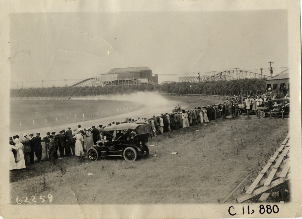 Spectators at racetrack, 1910 Brighton Beach races