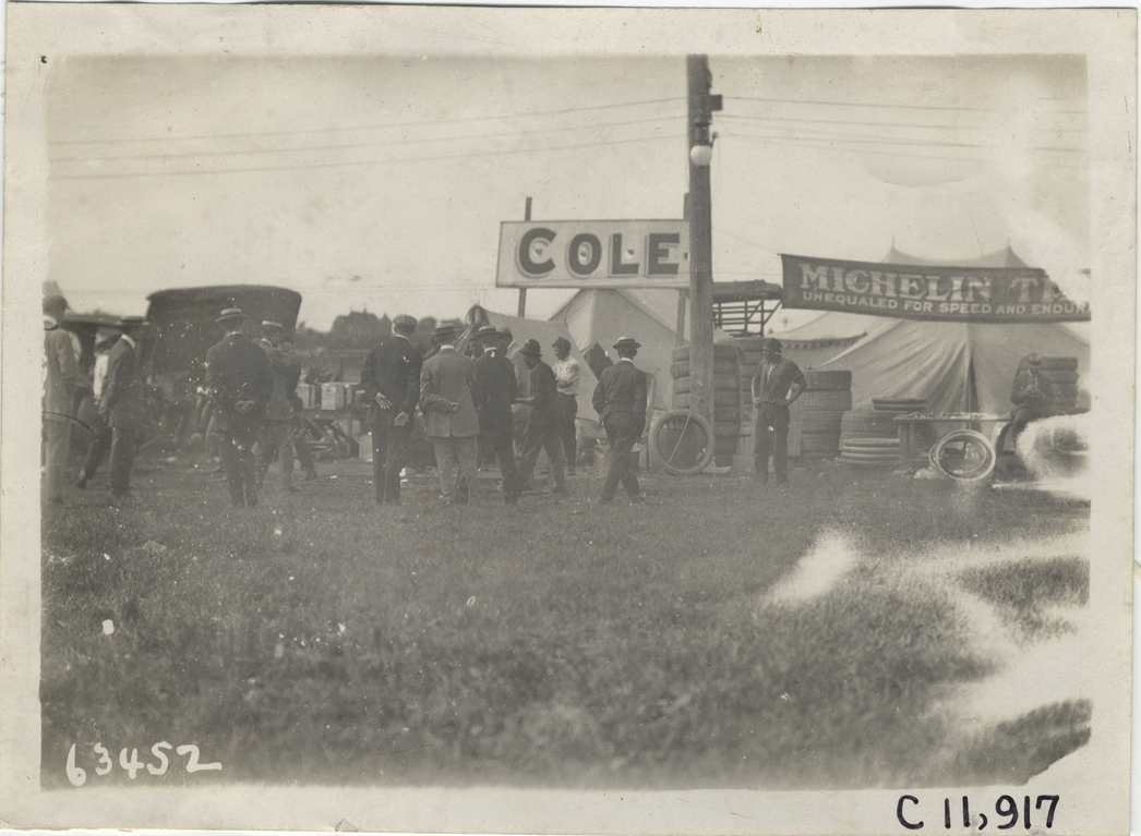 Men in front of Cole tent, 1910 Brighton Beach races