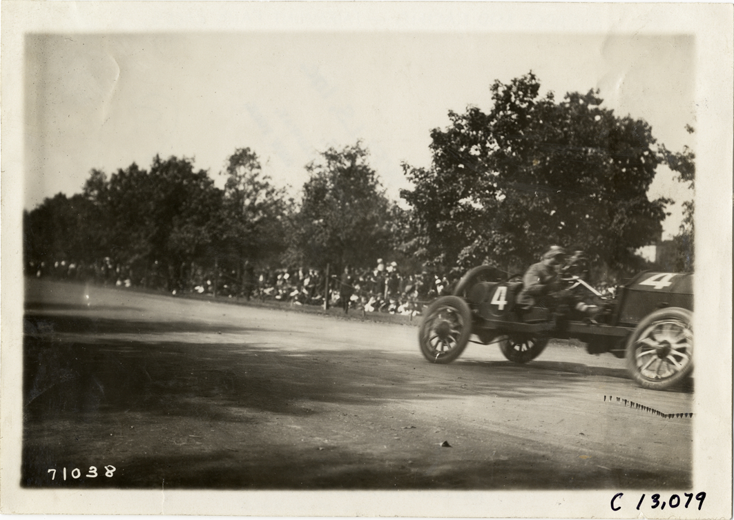 Charles Basle driving Cole racecar, 1911 Fairmount Park races