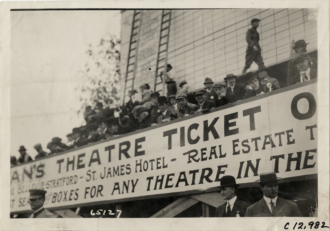Spectators in stands, 1910 Fairmount Park races