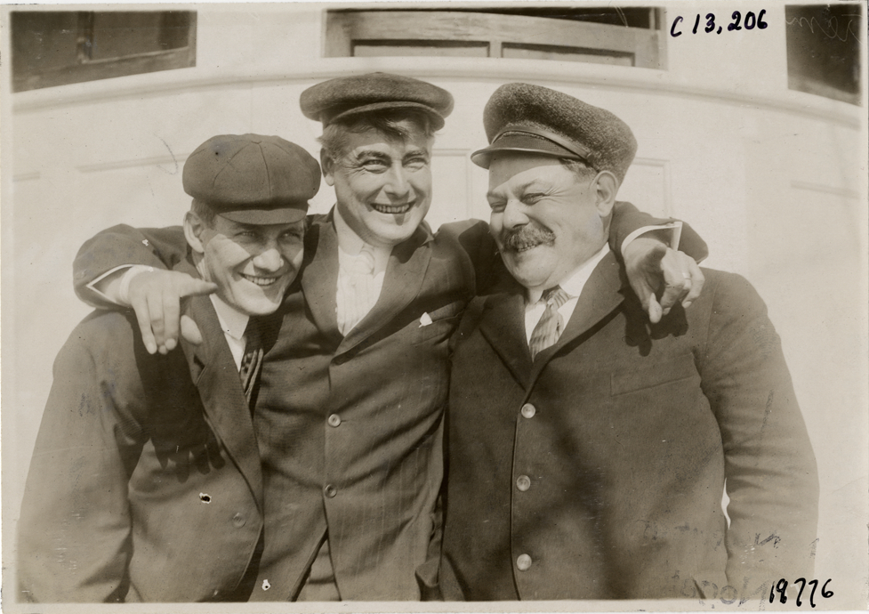 Three men, 1908 Grand Prize races