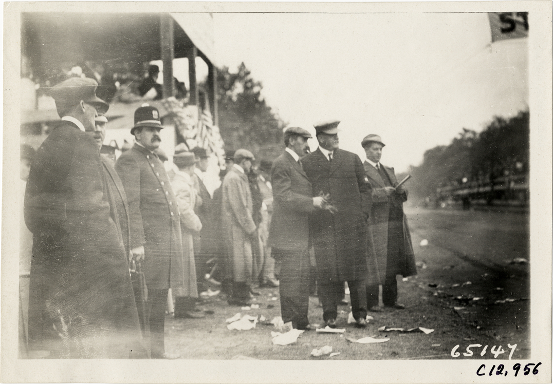 Racing officials and police officers, 1910 Fairmount Park races