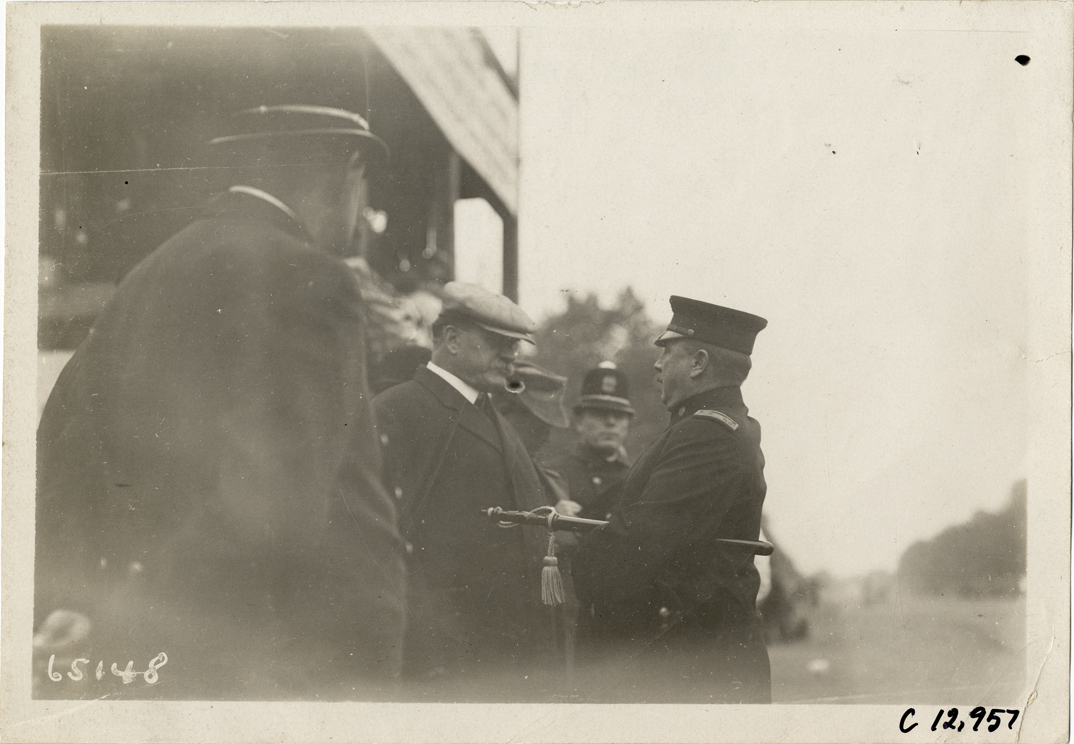Racing official and police officers, 1910 Fairmount Park races