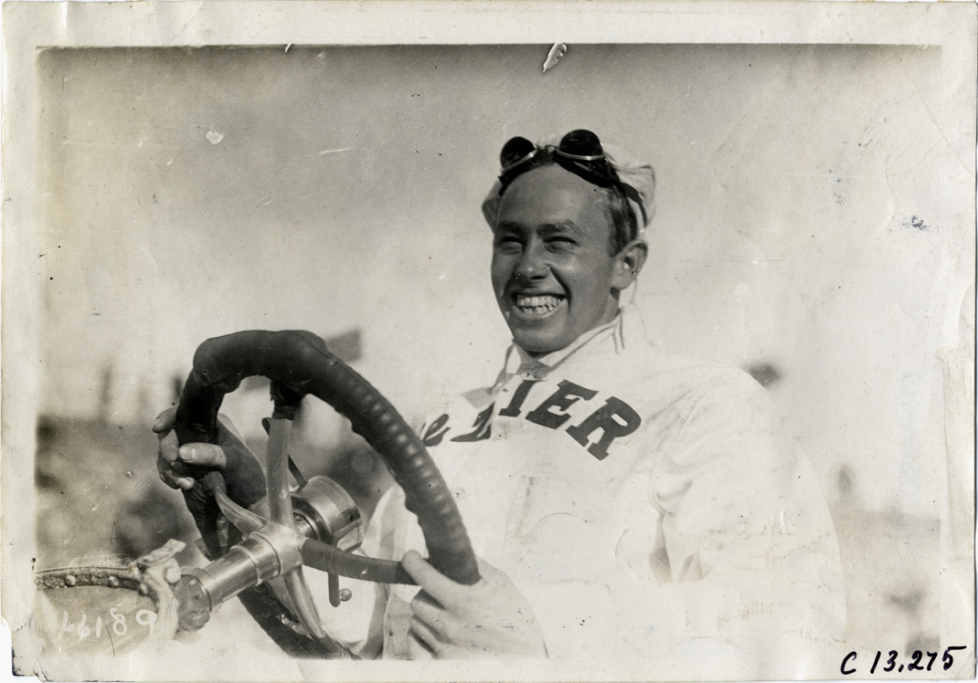 Ralph Mulford in Lozier racecar, 1910 Grand Prize races