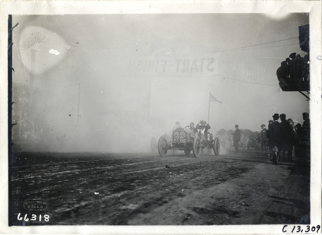 Racecar at starting line, 1910 Grand Prize races