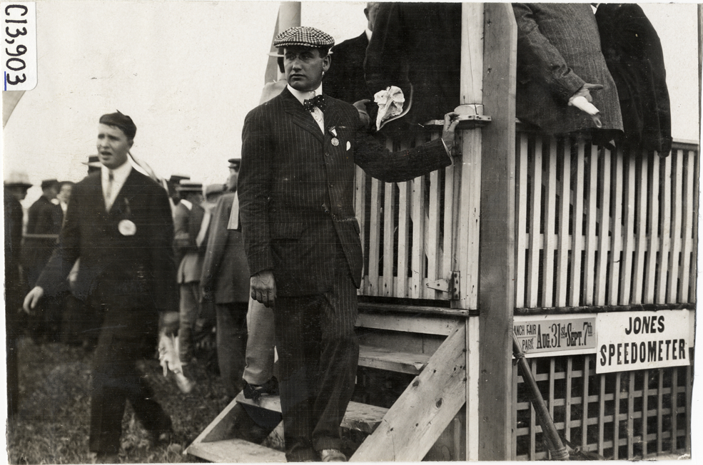 Official at timers' stand, 1908 Long Branch races