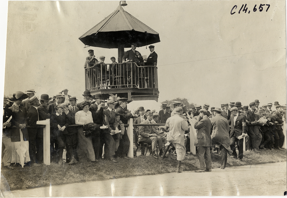 Officials and spectators, 1909 Readville races