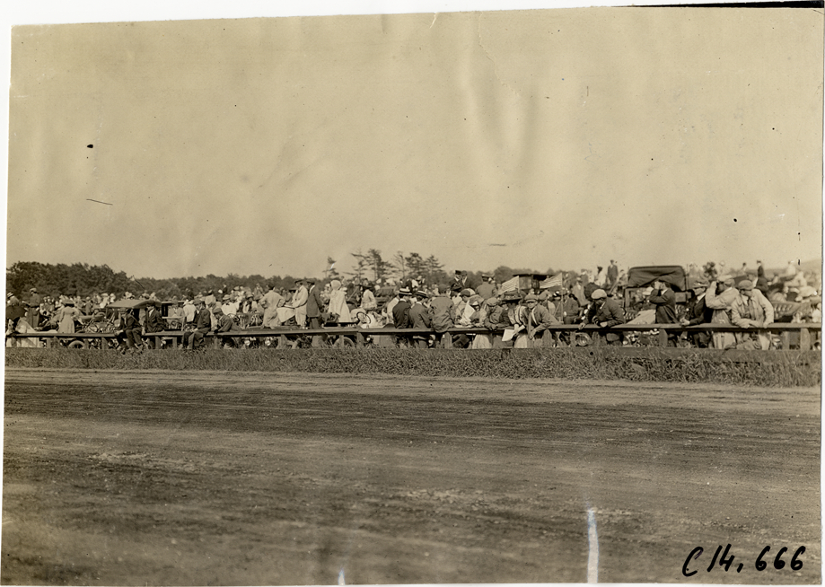 Spectators with automobiles, 1909 Readville races