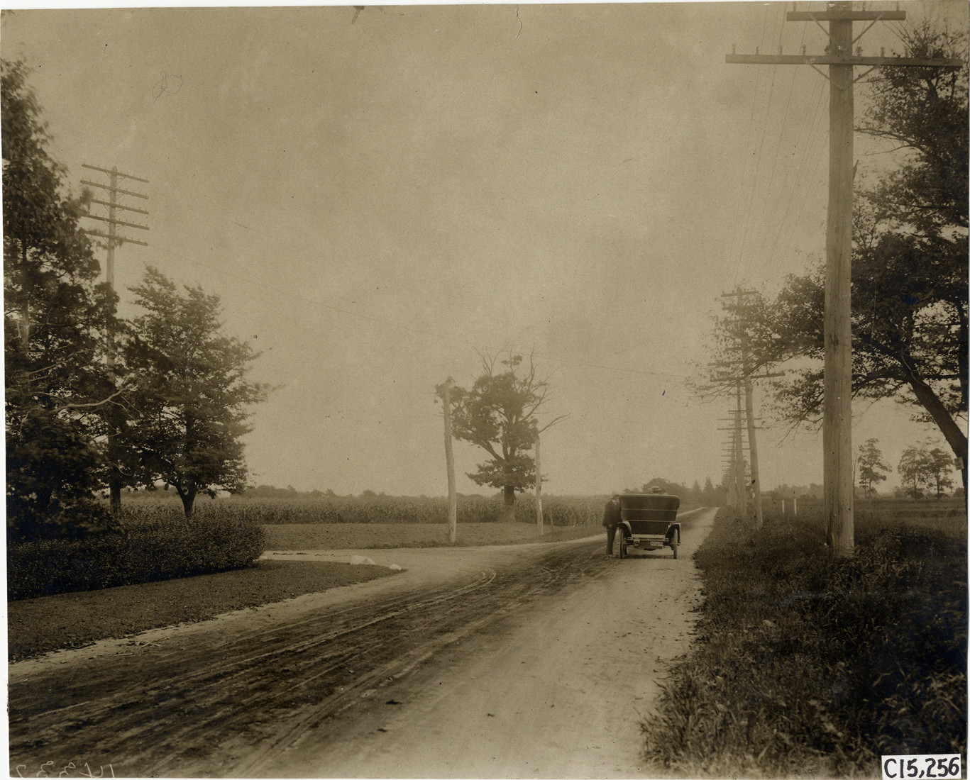 Motorists on roadside, 1906 Vanderbilt Cup races