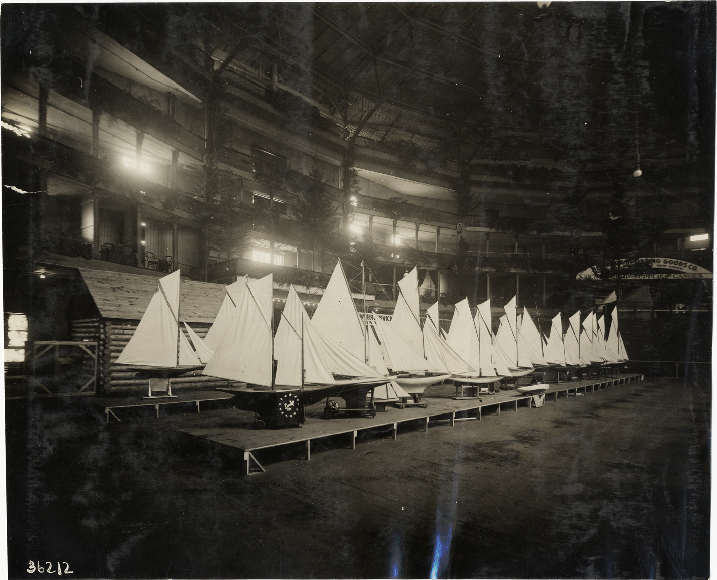 Display of model sailboats, 1909 Sportsman's Show