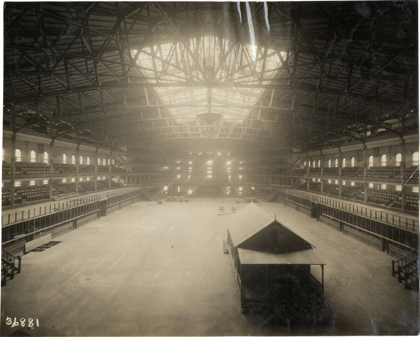 Installation of exhibit area, 1909 Sportsman's Show
