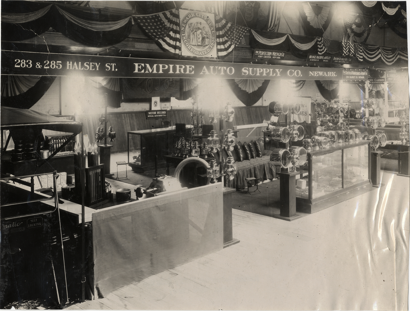 Empire Auto Supply Company exhibit, 1909 Newark Auto Show