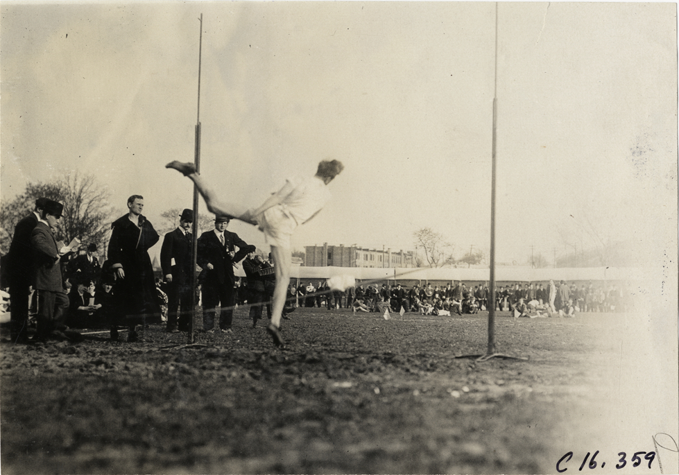 Athlete competing in high jump
