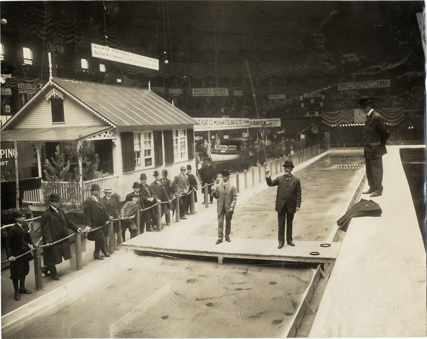 Fly casting competition, 1909 Sportsman's Show