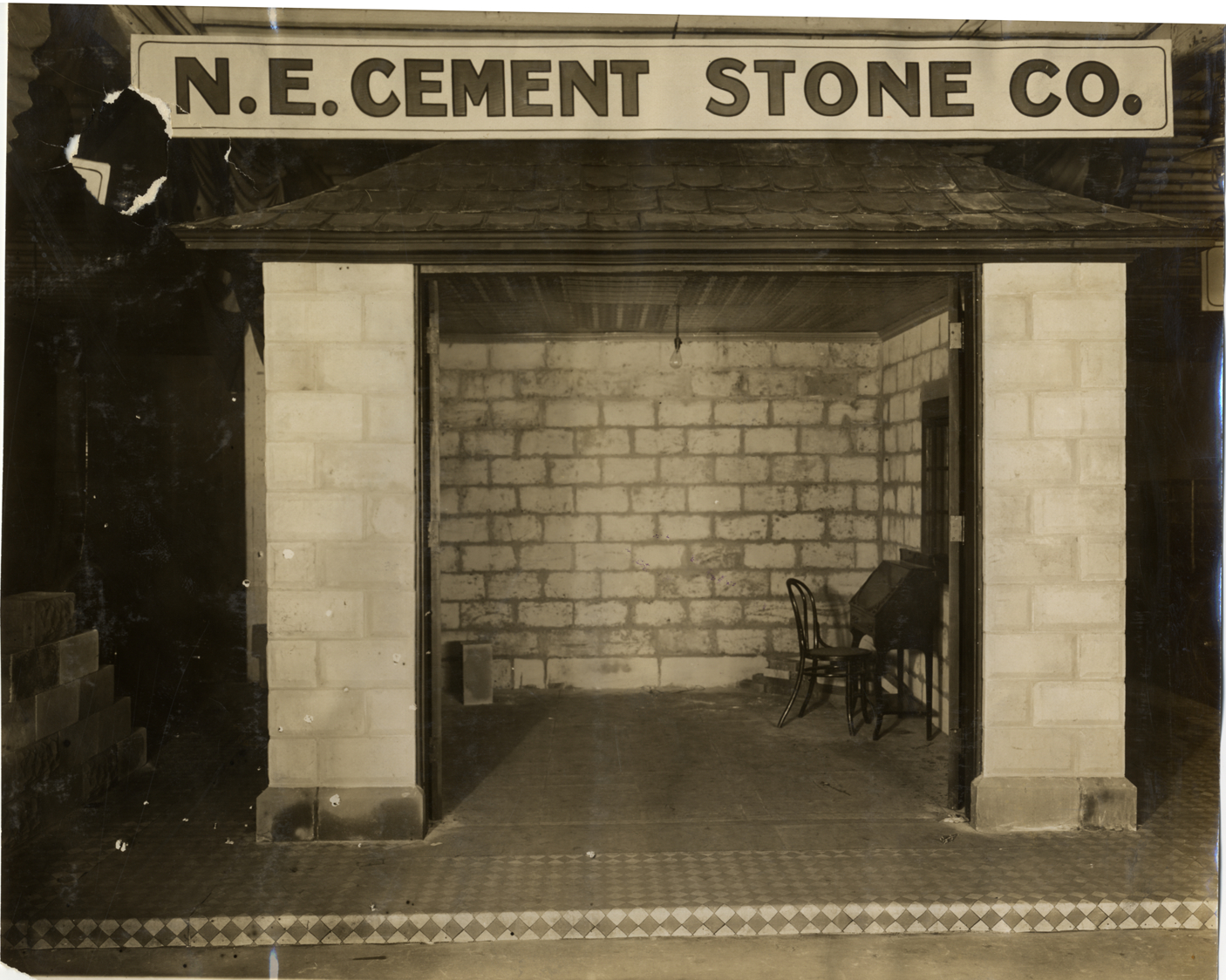 N.E. Cement Stone Company exhibit, 1909 Boston Auto Show