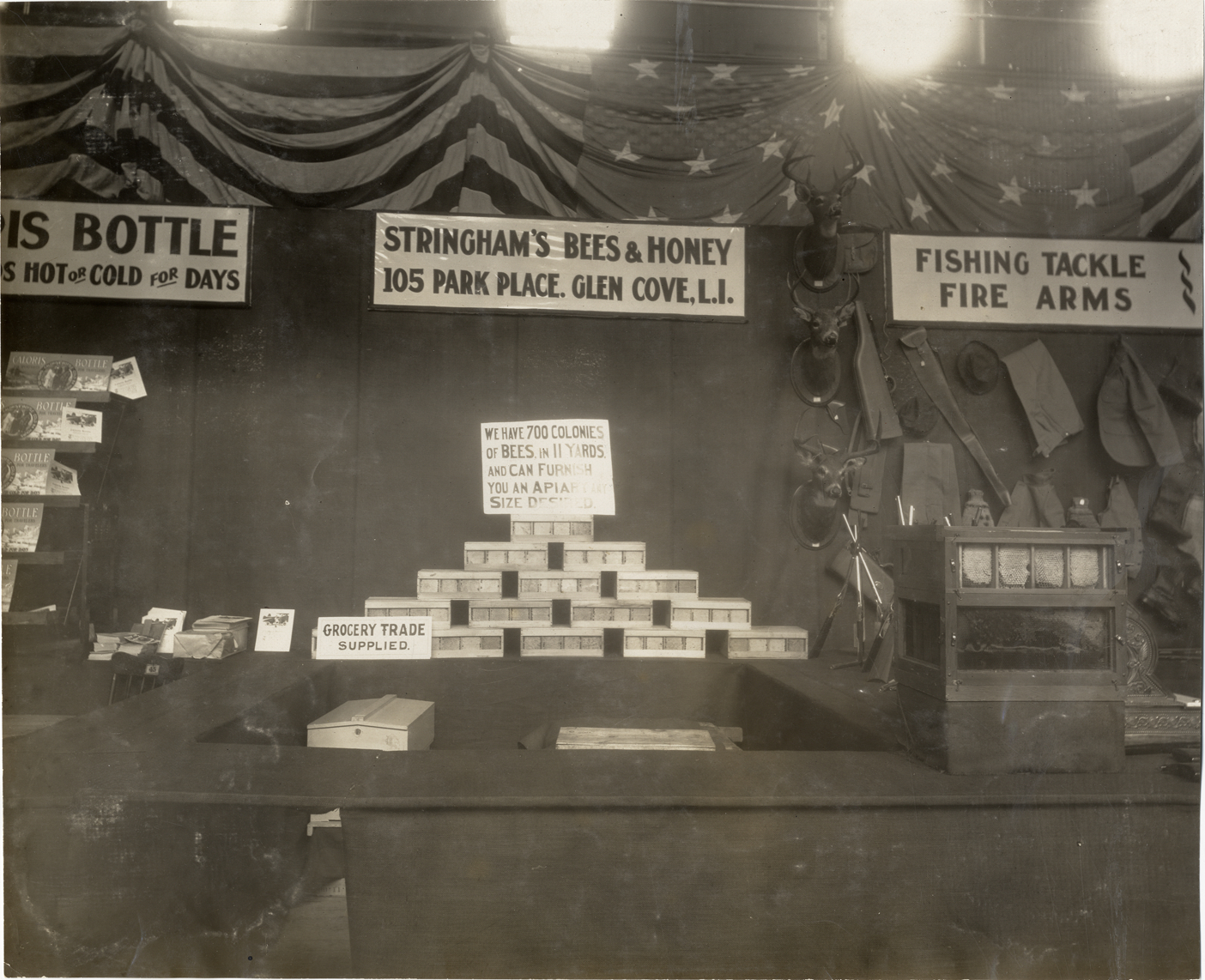 Stringham's Bees & Honey exhibit, 1909 Sportsman's Show