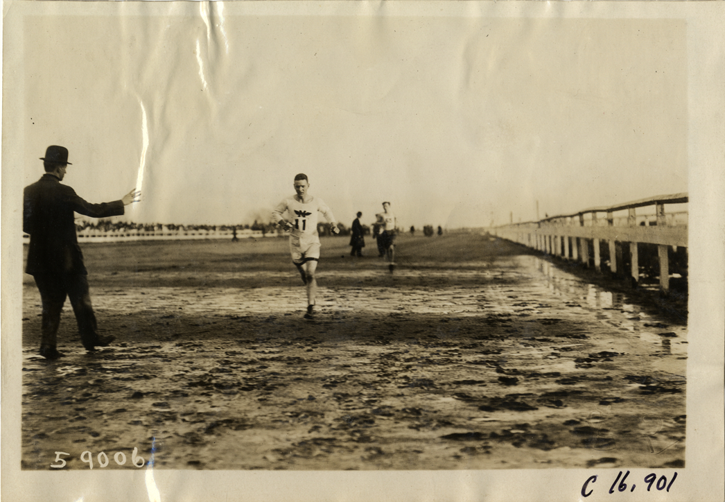 Runner competing in marathon race