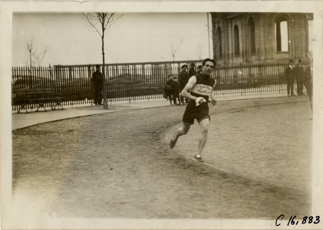Runner competing in marathon race