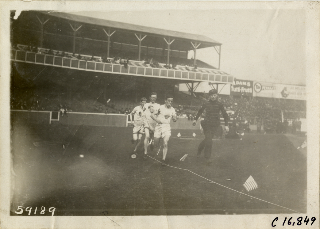Runners competing in marathon race