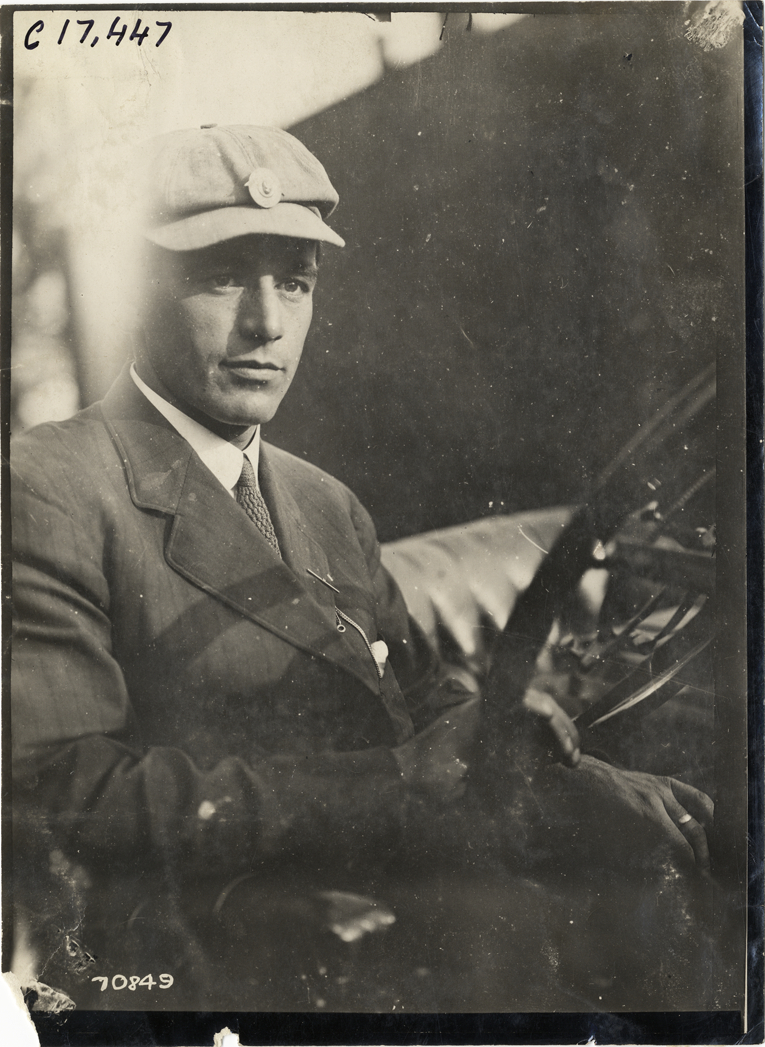 Driver in automobile, 1911 Buffalo Reliability Run