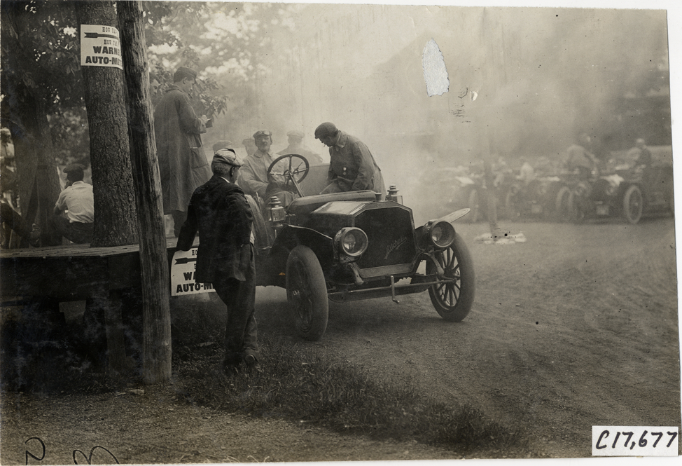 O.R. DeLamater and passengers in Mitchell automobile, 1909 Catskill-Berkshire Tour