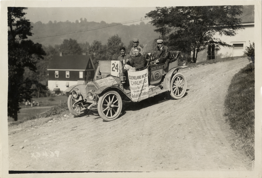 Motorists in Chalmers "30" press automobile, 1911 Cleveland Reliability Run