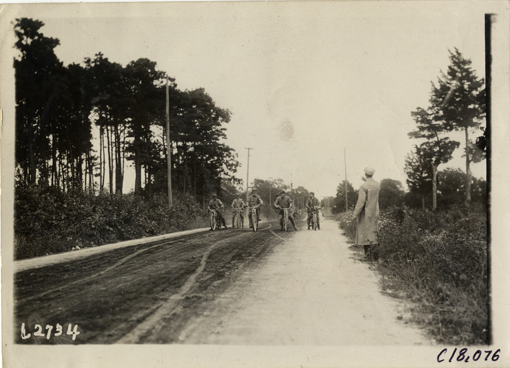 Motorcyclists on rural road, 1910 Federation of American Motorcyclists Endurance Run
