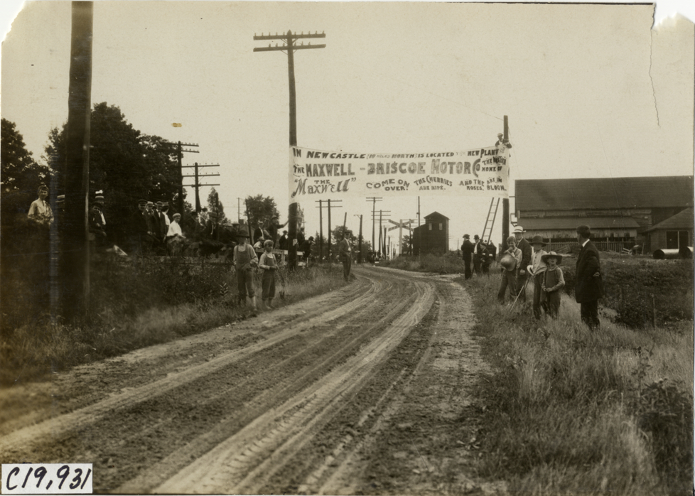 Maxwell-Briscoe Motor Company banner, 1907 Glidden Tour
