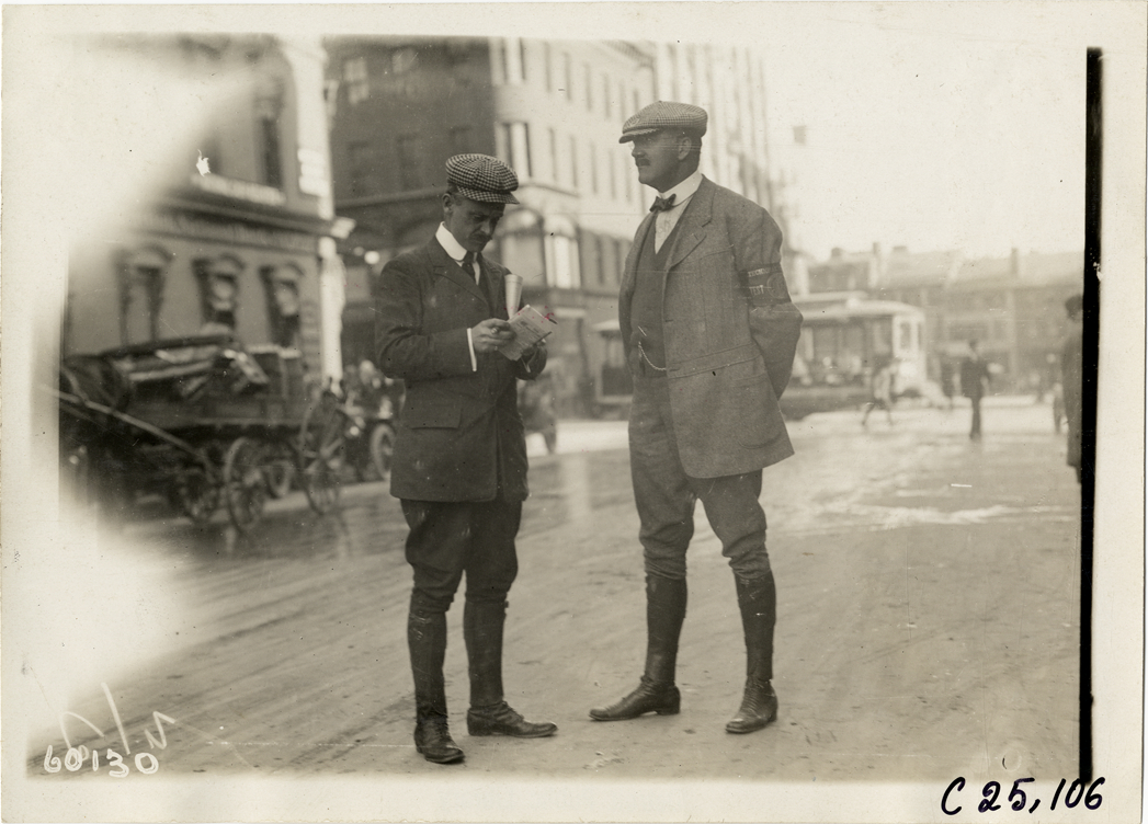 Officials standing in street, 1910 Hartford Endurance Run