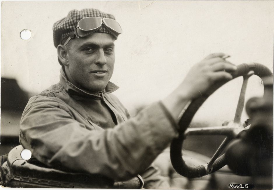 Howard J. Watrous in Hupmobile automobile, 1912 Glidden Tour
