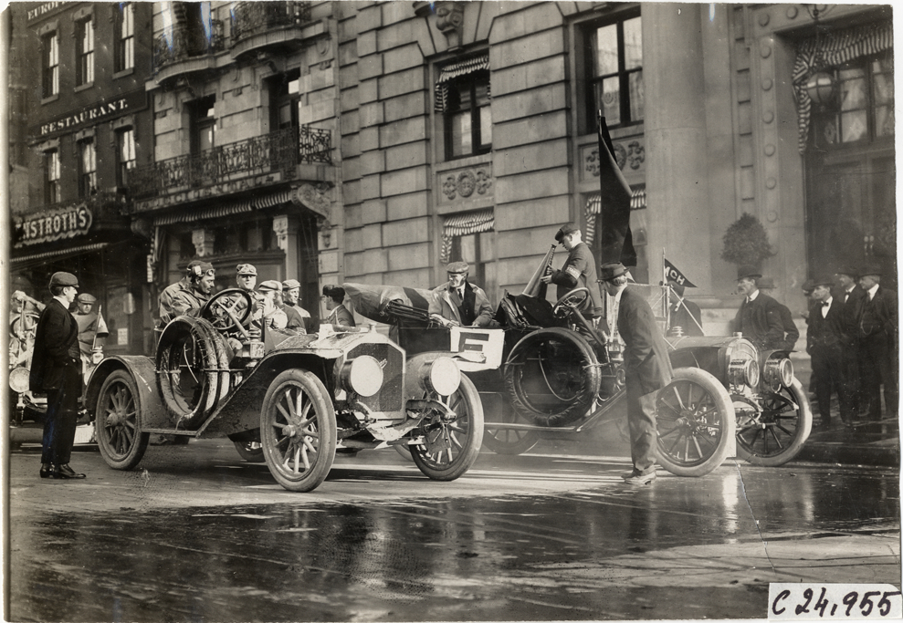 Pullman automobile and official's automobile at Washington, D.C., 1909 Harrisburg Endurance Run