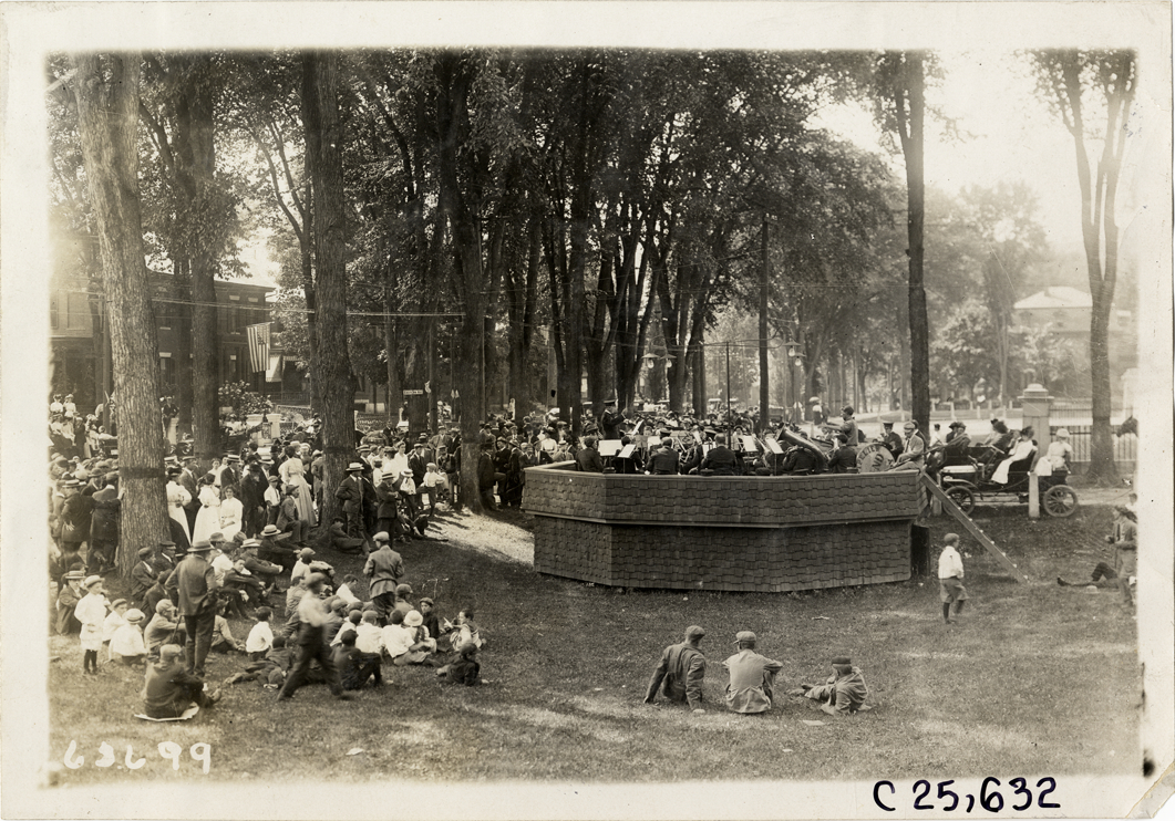 Montpelier Military Band playing on bandstand, 1910 Munsey Historic Tour